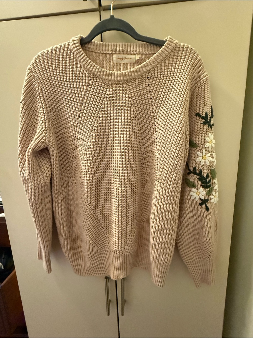 Beige Floral Sweater